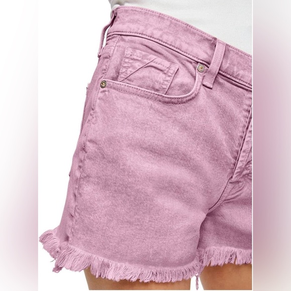 7 For All Mankind NWOT Monroe Cutoffs Shorts in Tie-Dye Pink - Picture 3 of 5